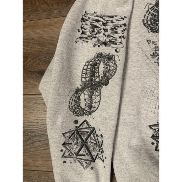 VTG 90s M.C. Escher Graphic Crewneck Oneita XL(46-48) USA Gray Sleeve Hit! - Picture 11 of 12
